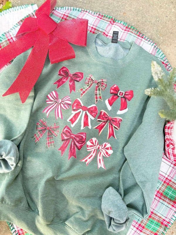 Santa Bows Trio Stack DTF Sweatshirt