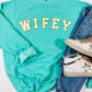 Wifey Mint Chenille Patch Sweatshirt