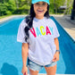 Vacay Neon Multi Colored Puff Tee