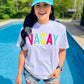 Vacay Neon Multi Colored Puff Tee