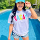 Vacay Neon Multi Colored Puff Tee