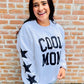 Cool Mom Glitter Sweatshirt With Sleeve Details