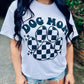 Dog Mom Checkered Paw Puff Tee