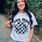 Dog Mom Checkered Paw Puff Tee