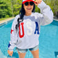 USA Glitter Sweatshirt With Star Sleeve Details