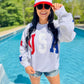 USA Glitter Sweatshirt With Star Sleeve Details