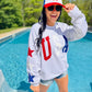 USA Glitter Sweatshirt With Star Sleeve Details