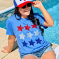 Red Silver And Blue Stars Patriotic Glitter Tee