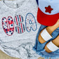 USA Patterned Bubble Letters Marble Tee