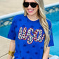 USA Cursive Leopard Applique Star Tee