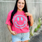 Aqua Happy Face Puff Tee