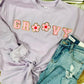 Groovy Checkered Flower Patch Sweatshirt