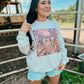 Cowgirl Western Happy Face Scene Sweatshirt