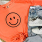 Happy Face Orange Embroidered Tee