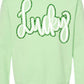 Lucky Cursive Double Puff-Glitter Sweatshirt