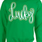 Lucky Cursive Double Puff-Glitter Sweatshirt
