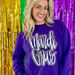 Mardi Gras Cursive Double Puff/Glitter Purple Sweatshirt