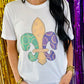 Polka Dotted Glitter Fleur De Lis Tee