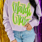 Mardi Gras Cursive Double Puff/Glitter Lavender Sweatshirt