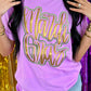 Mardi Gras Cursive Double Puff/Glitter Tee