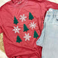 Tree And Snowflake Checkered Puff Tee