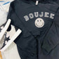 Boujee SIlver Happy Rhinestone Patch Sweatshirt