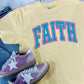 Faith Varsity Curve Puff/Glitter Combo Tee