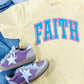 Faith Varsity Curve Puff/Glitter Combo Tee