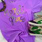 Mardi Gras Multi Glitter Script Tee