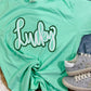 Lucky Cursive Double Puff-Glitter T - shirt