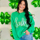 Lucky Cursive Double Puff-Glitter Sweatshirt