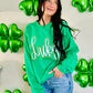 Lucky Cursive Double Puff-Glitter Sweatshirt