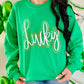 Lucky Cursive Double Puff-Glitter Sweatshirt