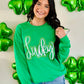 Lucky Cursive Double Puff-Glitter Sweatshirt