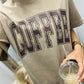 Coffee Distressed Varsity Curved Tee