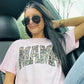 Mama Varsity Leopard Glitter DTF Tee