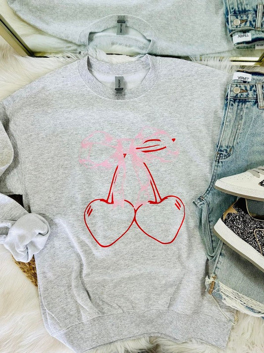 Cherry Heart Bow Sweatshirt