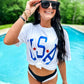 Metal Puff USA Star's Varsity Curved Tee