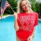 Tall USA Outline Puff Star Tee