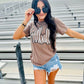 Cursive Football Double Puff-Glitter Tee