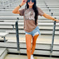 Cursive Football Double Puff-Glitter Tee