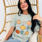 Pumpkin Flower Check Trio Stacked DTF Tee