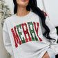 Merry Curved Varsity Sequin DTF Sweatshirt