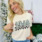 Doodle Christmas Tree checkered DTF Tee