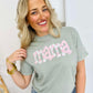 Mama Floral Faux Embroidered Letters DTF Tee