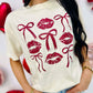 Kiss Lips Bow Trio Stack DTF Tee
