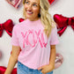 XOXO Brush Drawn Cutie Pink Bow DTF Tee