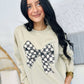 Black Checkered Bow DTF Sweatshirt