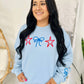 Star's And Bow Trio With Bow Sleeve Sweatshirt