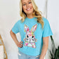 Floral Faux Glitter Outlined Bunny DTF Tee
